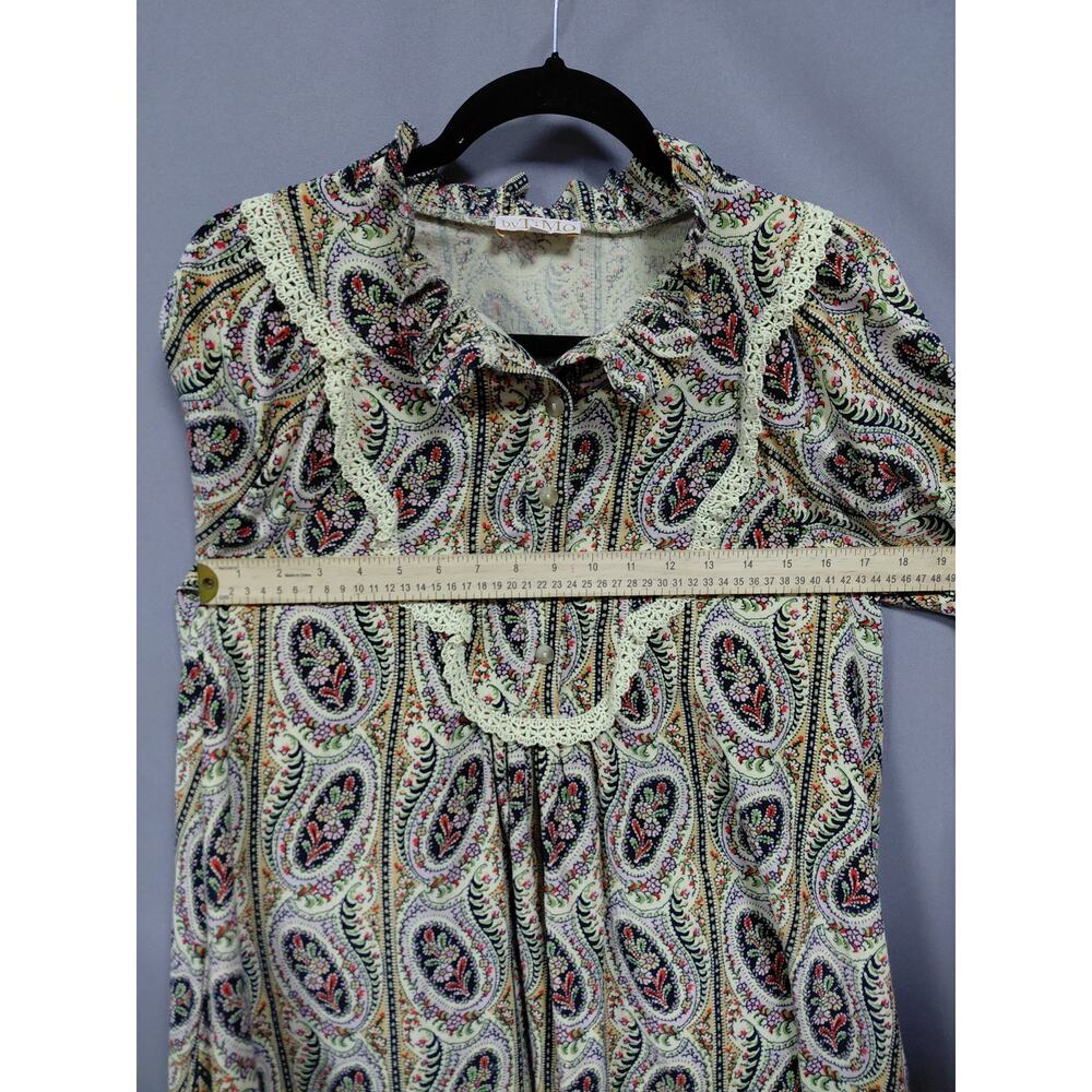 byTiMo Multicolor Collared Mini Ruffle Lace Trim Dress Women Size S - Picture 7 of 11